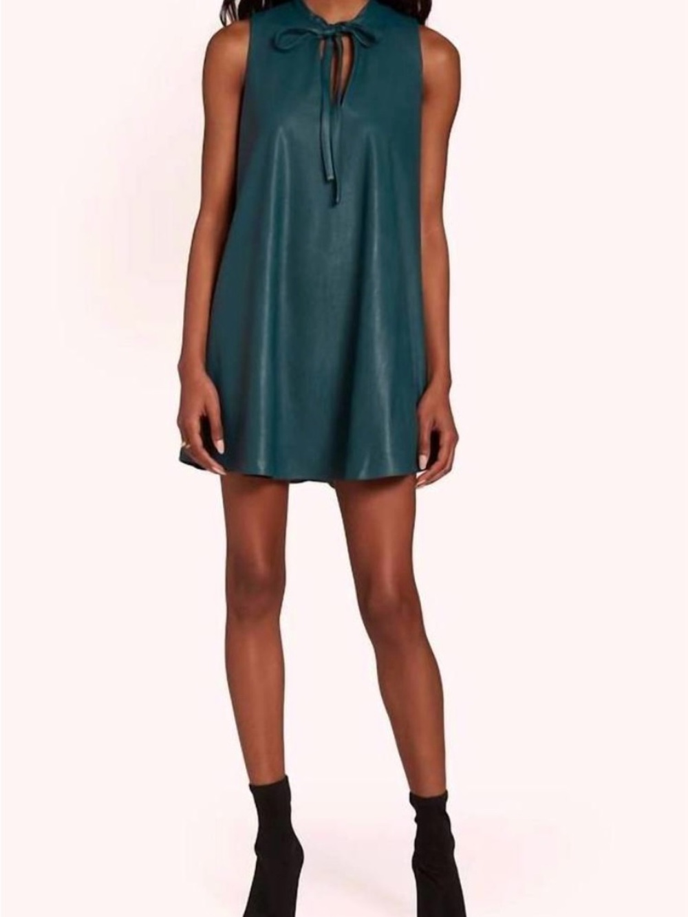 Amanda Uprichard Faux Leather Teal Sleeveless A-Line Dress Size Large